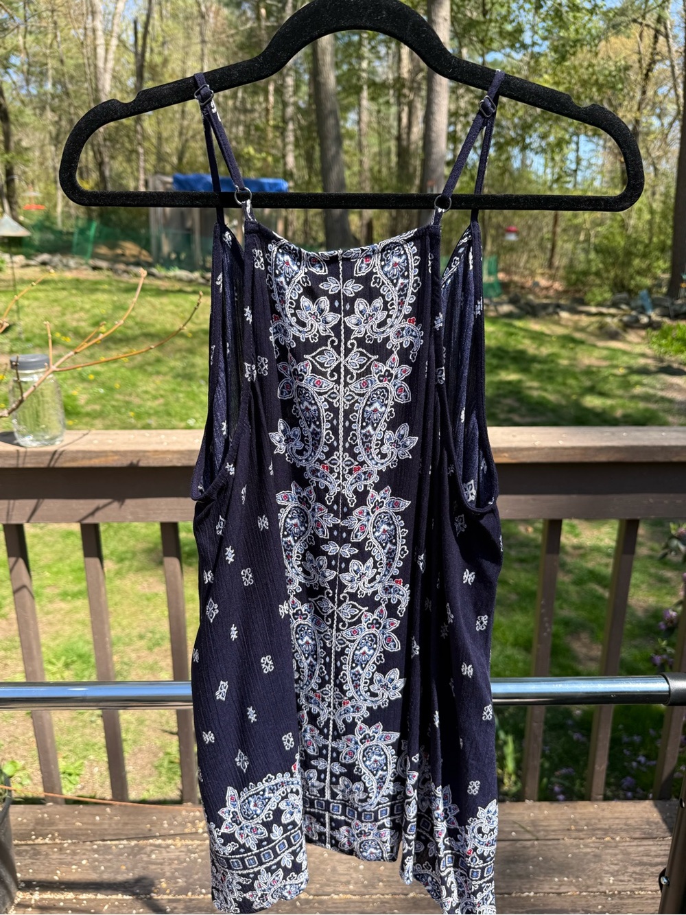 Navy Paisley Tassel Boho Tank Top - Picture 3 of 7